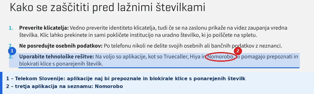 Telekom Slovenije za prepoznavo klicev s ponarejenih številk priporoča Truecaller, Hiya in Nomorobo