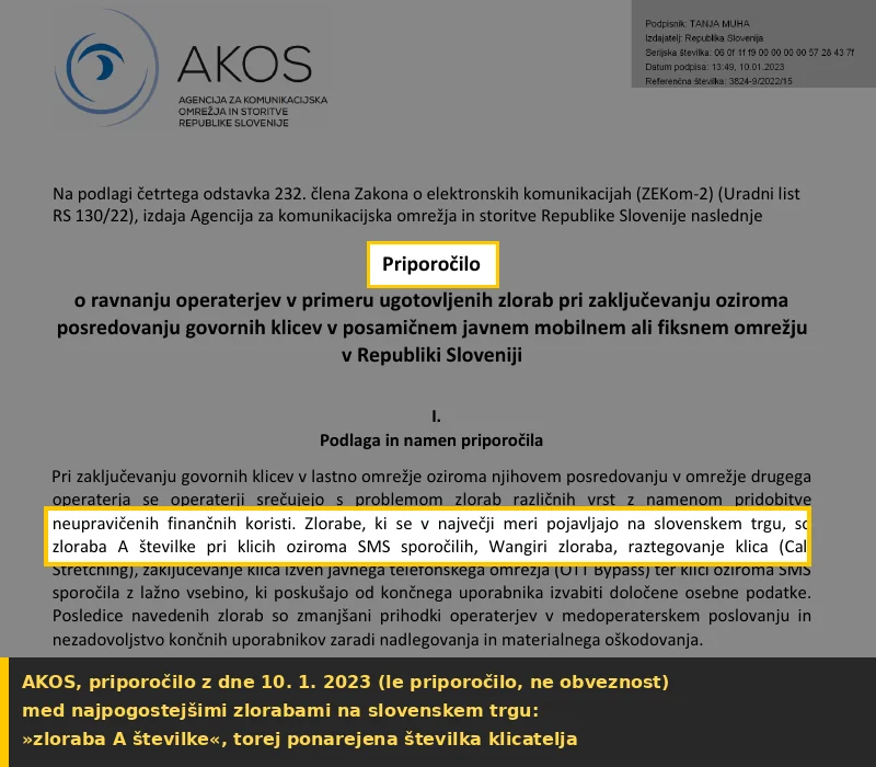 AKOS: zloraba A številke je med zlorabami, ki se na slovenskem trgu pojavljajo največ