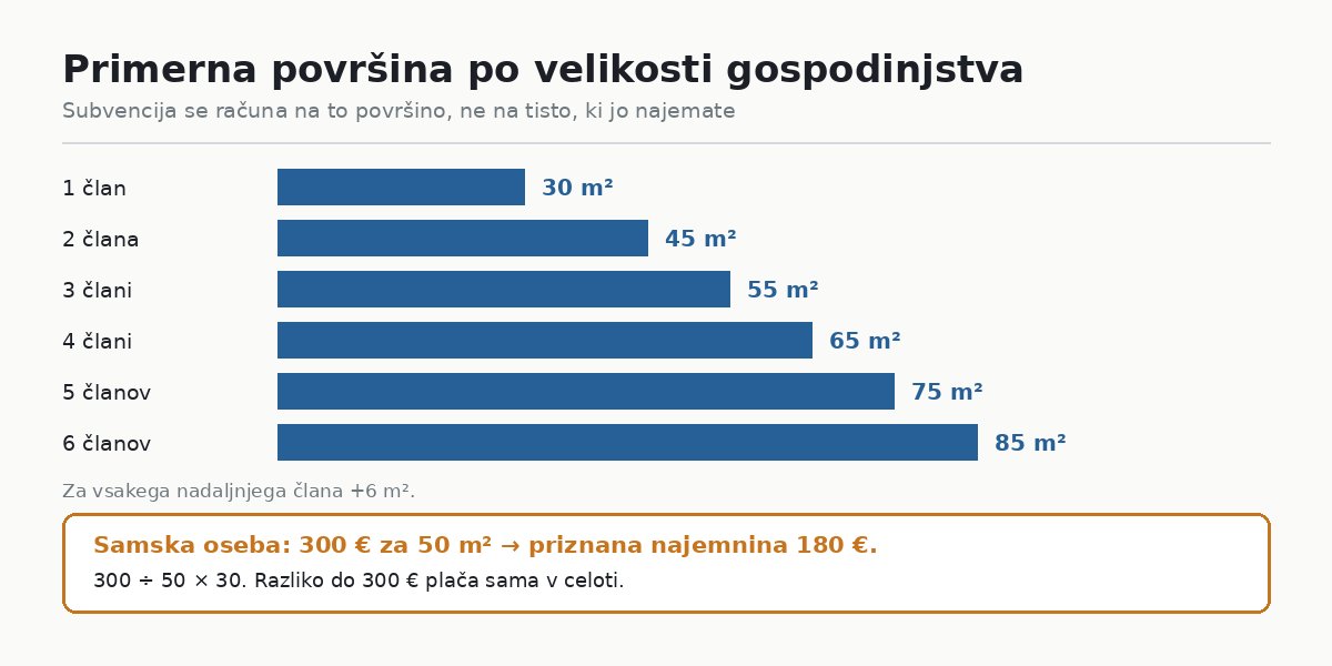 Primerna površina po številu članov gospodinjstva