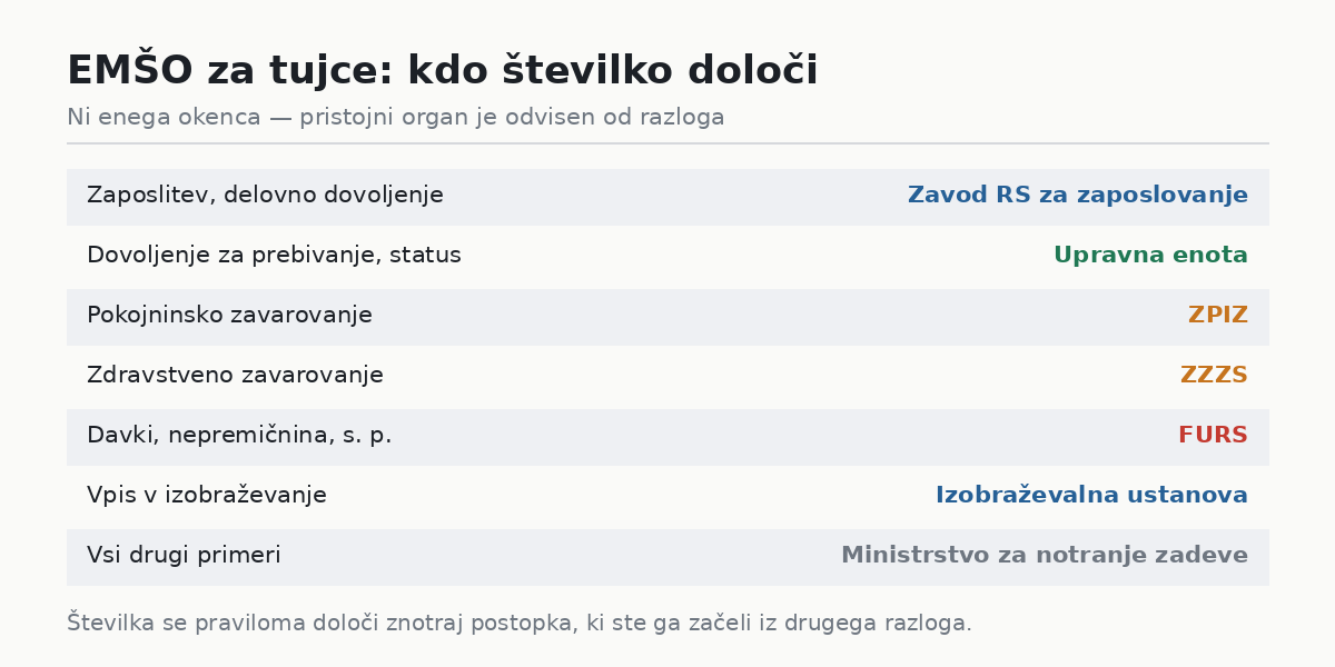 EMŠO za tujce: kdo številko določi glede na razlog