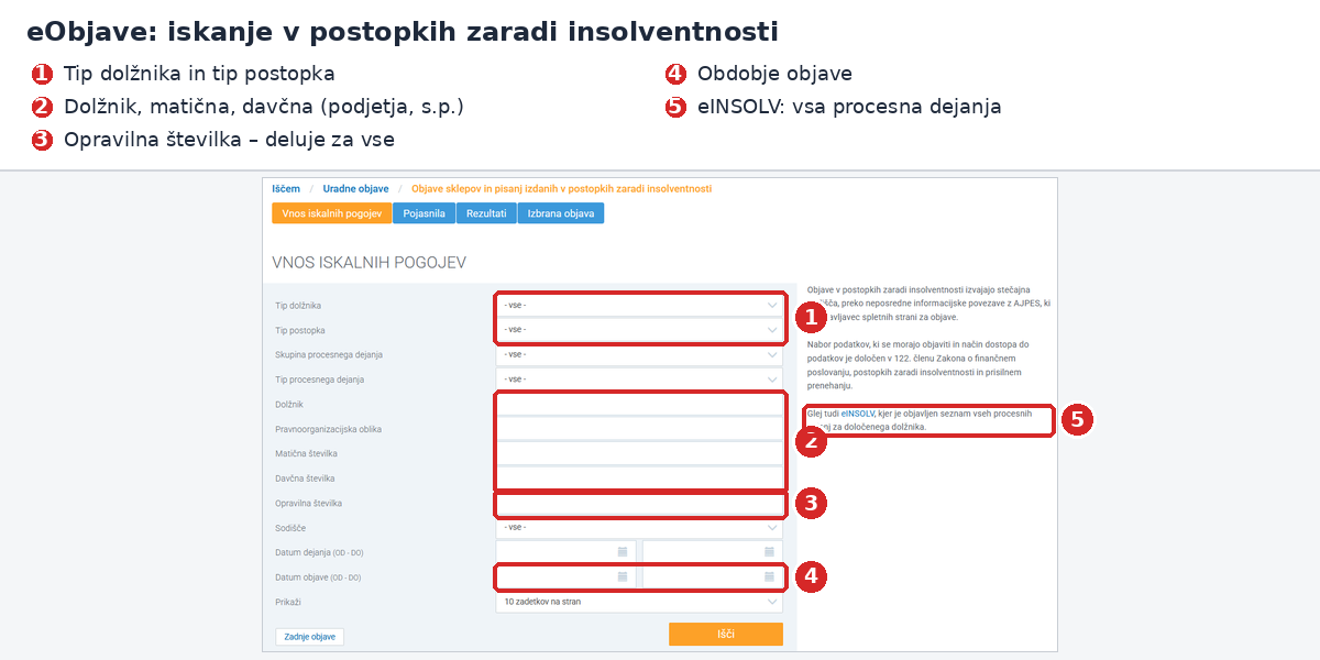 Iskalnik objav v insolventnih postopkih