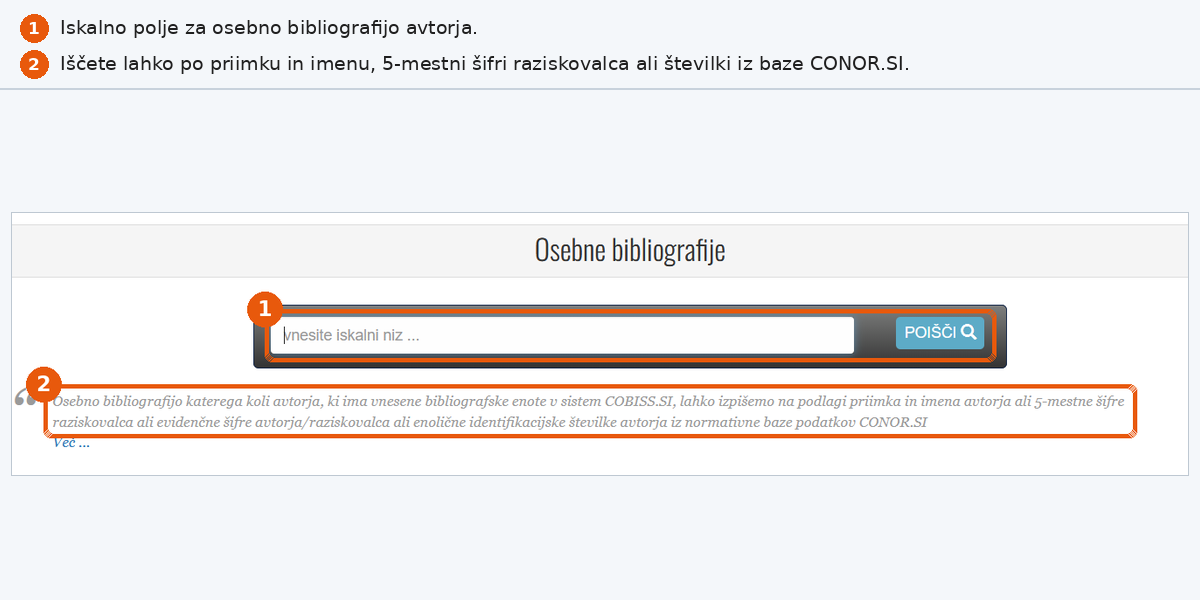 Iskanje osebne bibliografije v sistemu COBISS po imenu ali šifri raziskovalca