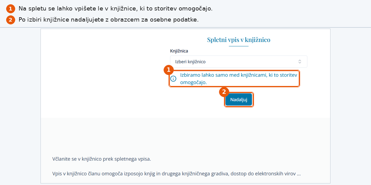 Spletni vpis v knjižnico prek COBISS Plus je na voljo le v nekaterih knjižnicah
