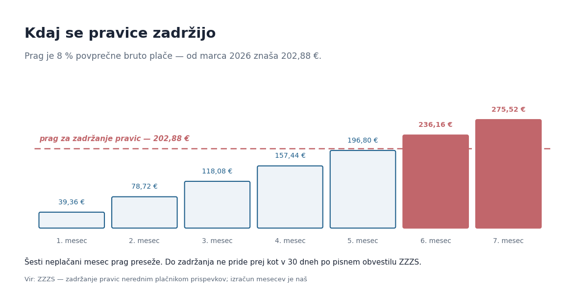 Prag za zadržanje pravic: 202,88 evra