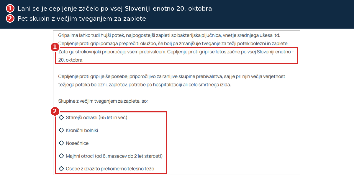 NIJZ: pet skupin z večjim tveganjem za zaplete gripe in lanski enoten začetek cepljenja 20. oktobra