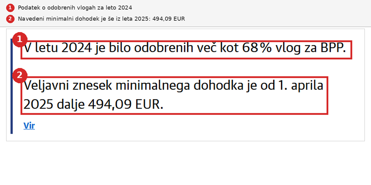 Stran Na sodišču: minimalni dohodek 494,09 EUR iz leta 2025