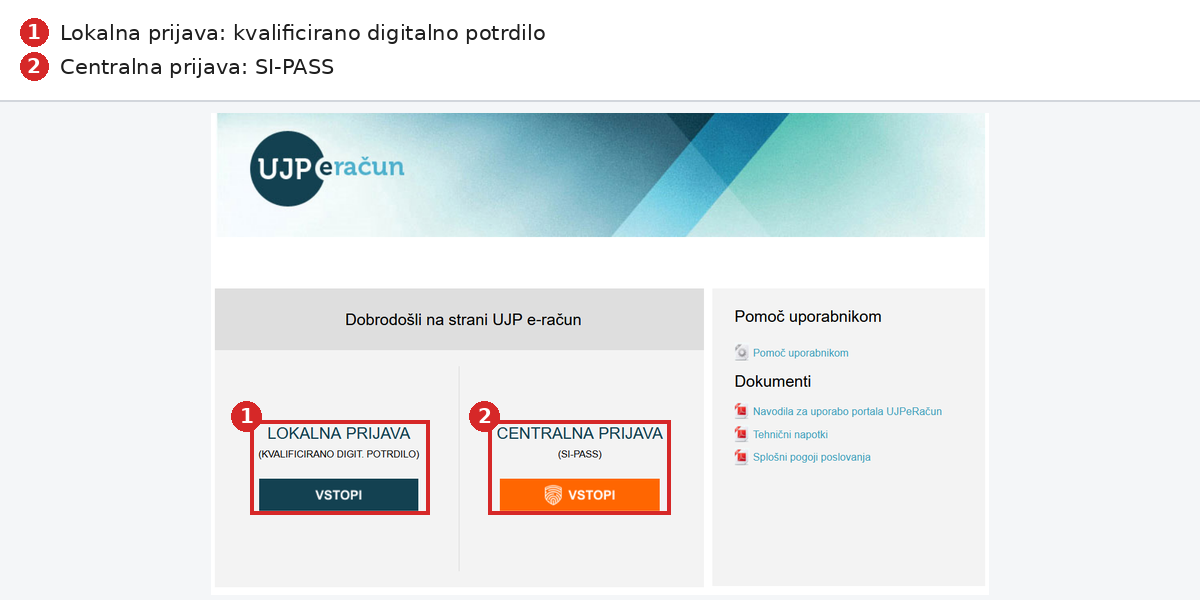 Prijava v portal UJPeRačun