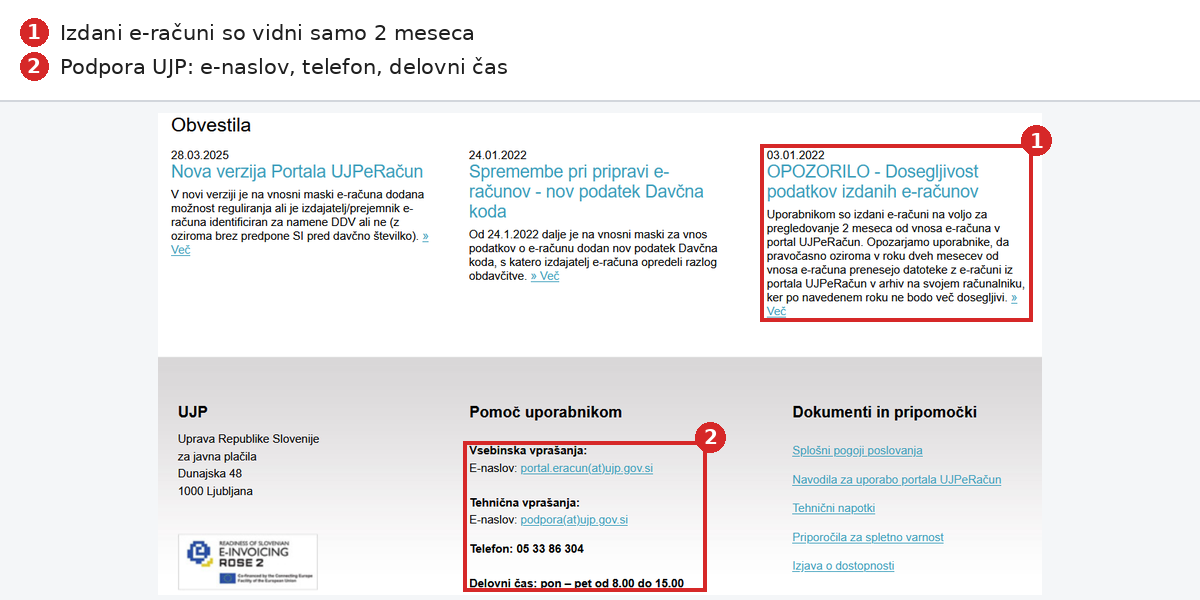 Obvestilo UJP o dveh mesecih